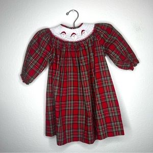 🎅🏻Girls Smocked Plaid Long Sleeve Santa Claus Christmas Dress 🎅🏻